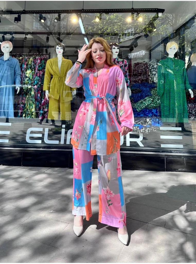 Ceketli baskılı takım