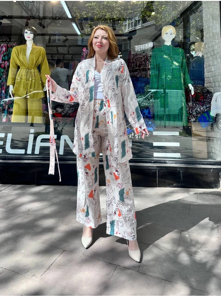 Ceketli baskılı takım