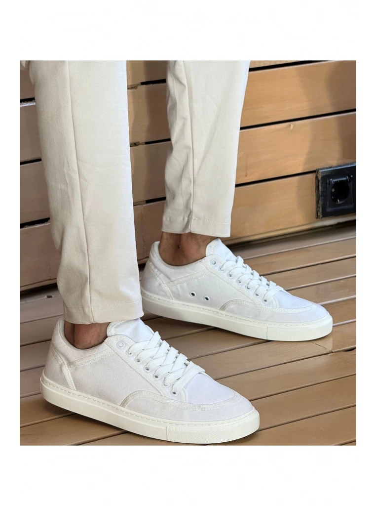 CH2505 - Keten Erkek Ayakkabı BEYAZ / BEYAZ