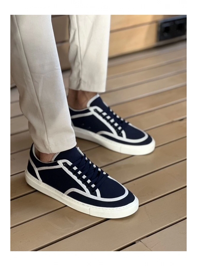 CH2505 - Keten Erkek Ayakkabı Lacivert Beyaz