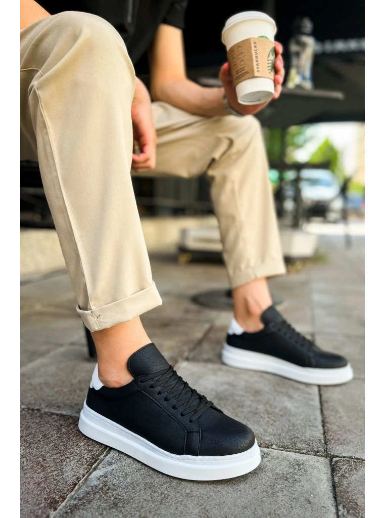 CH979 - Santoni GBT Spor Erkek Ayakkabı SIYAH/BEYAZ