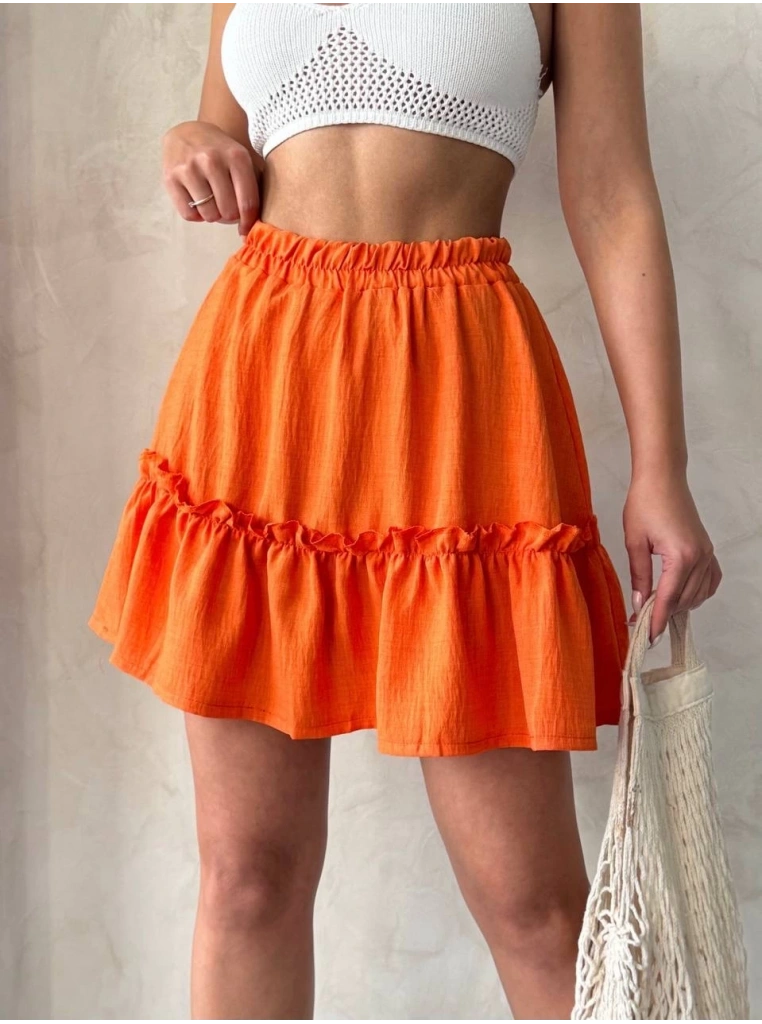 Çingene keten etek turuncu s24808