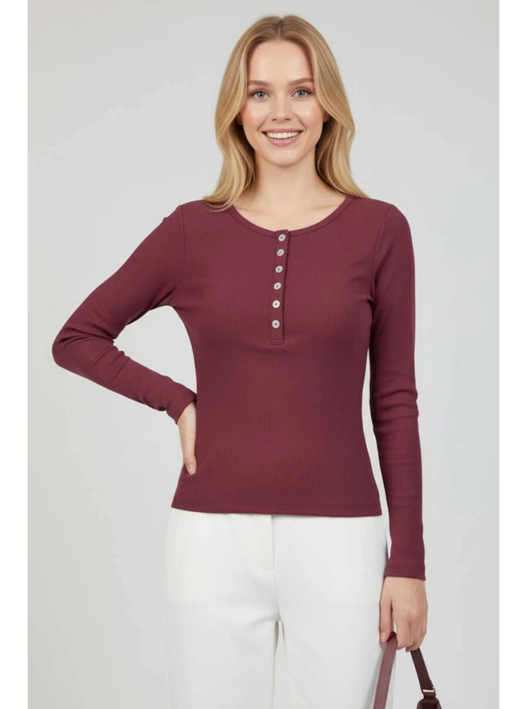 Çıtçıt Detaylı Bluz Mürdüm T4343