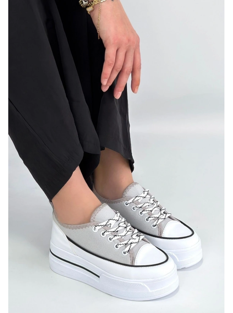 Dalen Gri Keten Bağcıklı Spor Ayakkabı