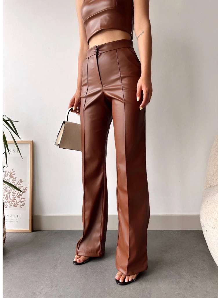 deri palazzo pantolon kahve hf