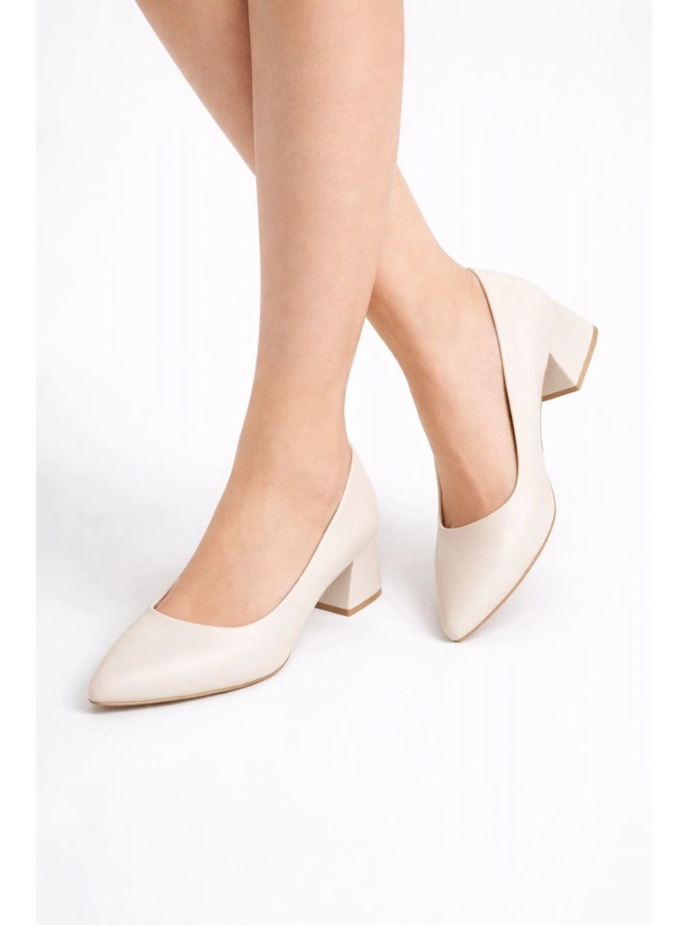 Desniy Bej Cilt Topuklu Ayakkabı