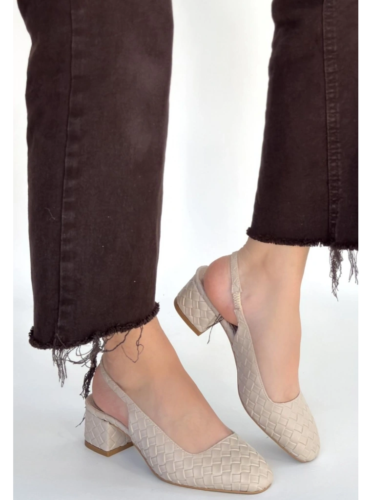 Dier Bej Cilt Topuklu Ayakkabı