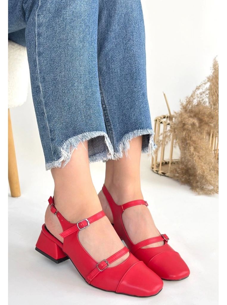 Doran Kırmızı Cilt Topuklu Ayakkabı