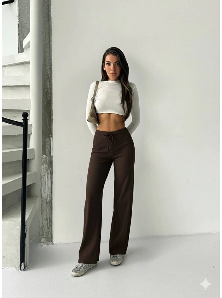 Fit comfort bej salaş pantolon kahve A6011