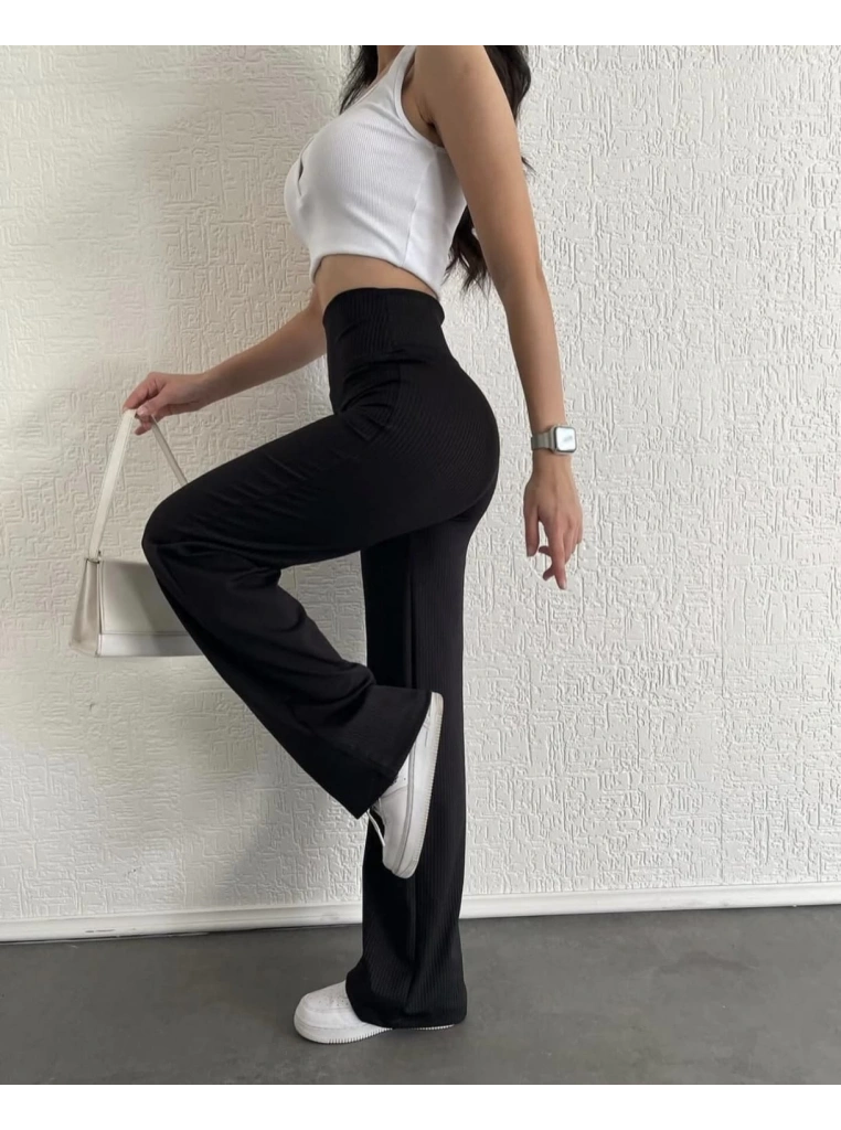 fitilli palazzo pantolon siyah