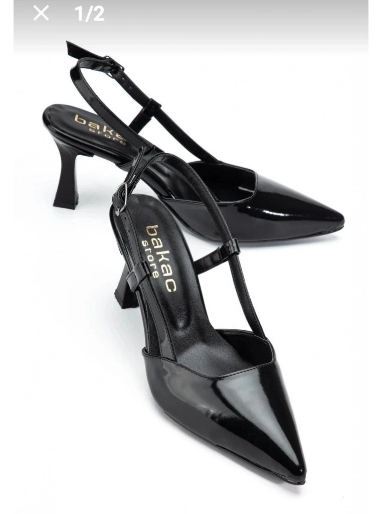 Hoost Siyah Rugan Topuklu Ayakkabı