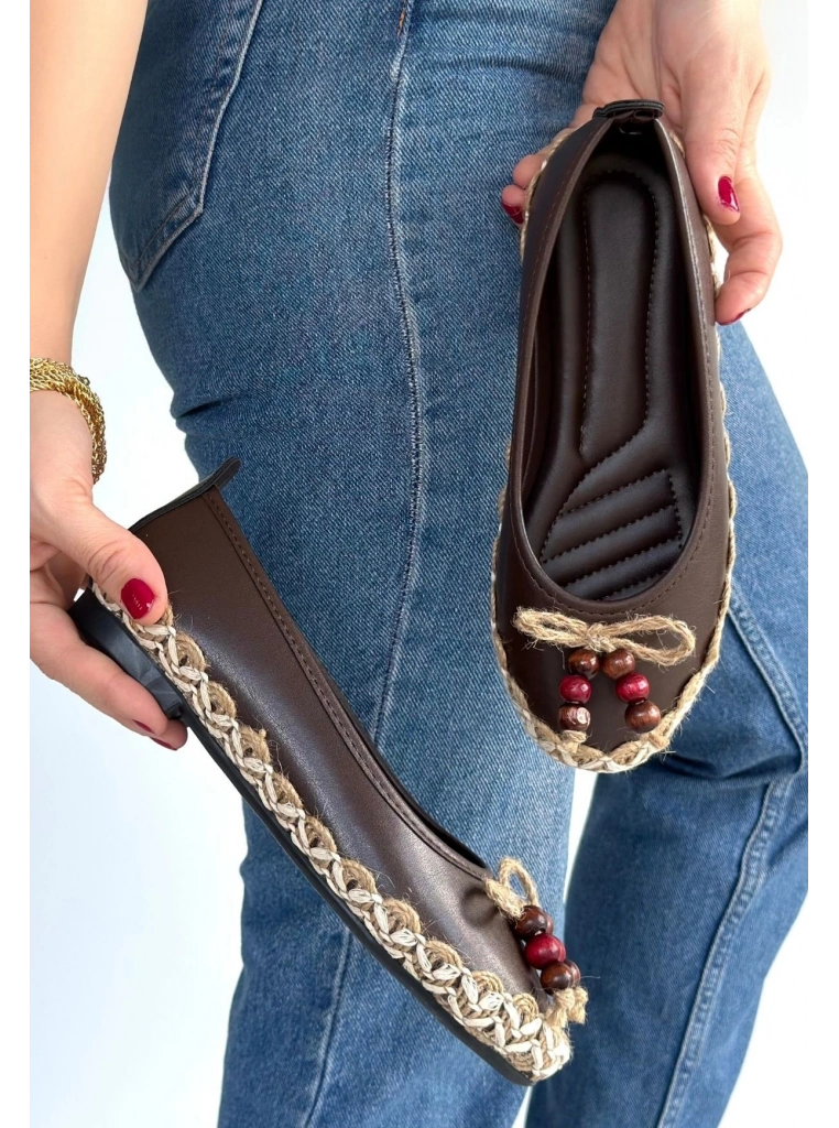 Ilwe Kahverengi Cilt Babet Ayakkabı