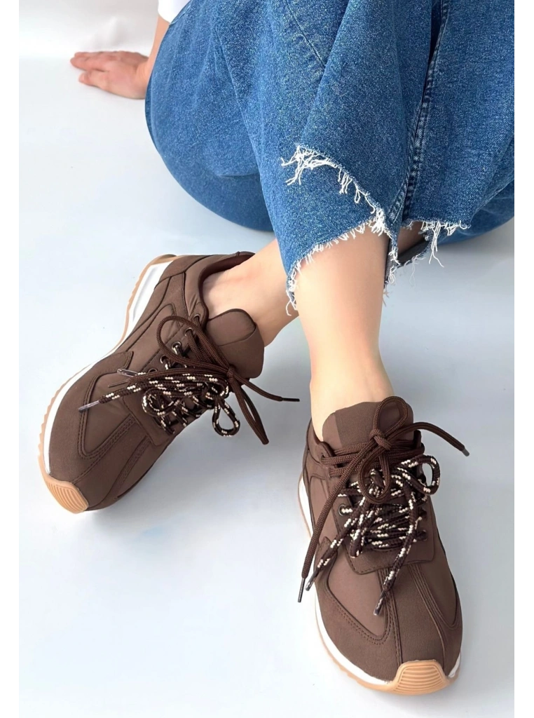 Jeat Kahverengi  Nubuk Bağcıklı Spor Ayakkabı