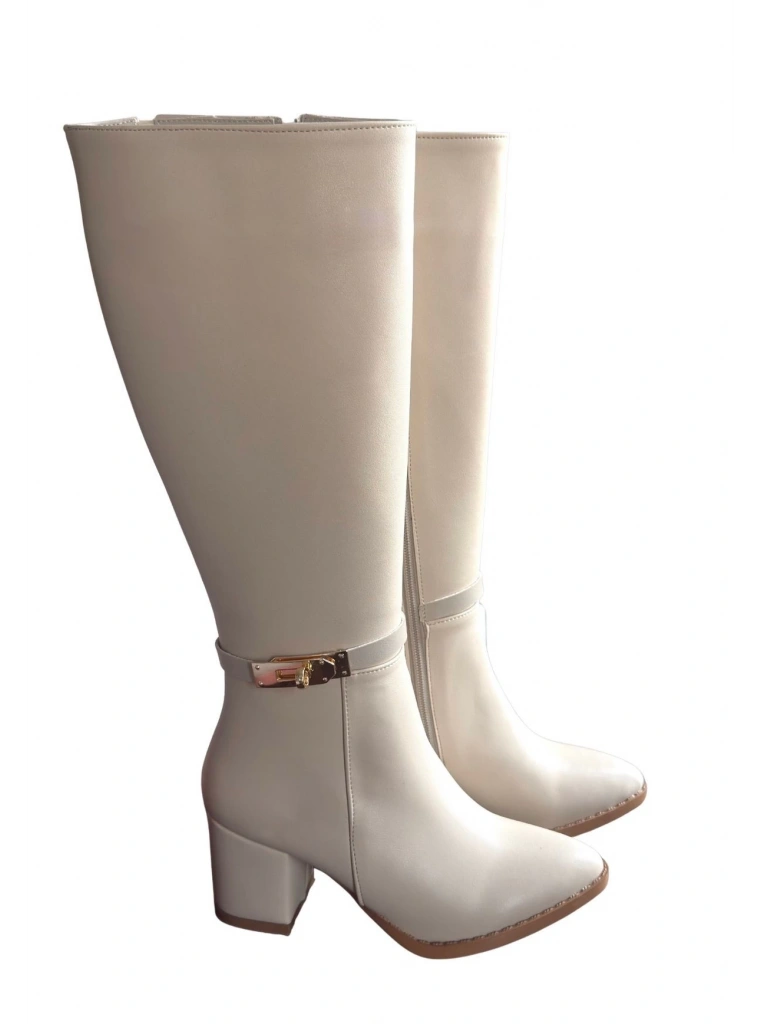 Jeoli Bej Cilt Topuklu Çizme