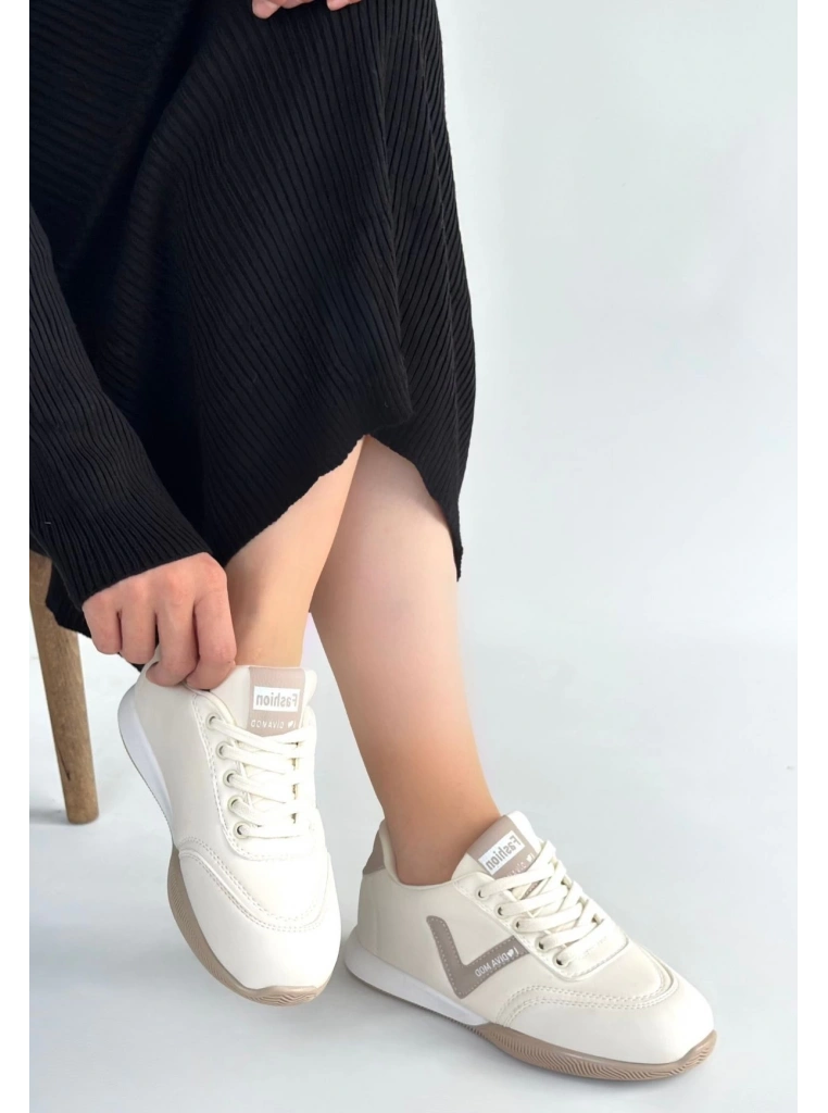 Jowen Bej Cilt Vizon Detaylı Bağcıklı Spor Ayakkabı