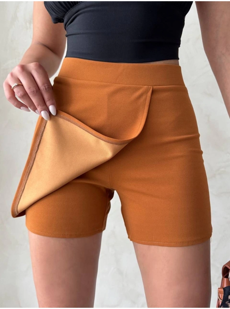 Kapaklı şort etek camel s208