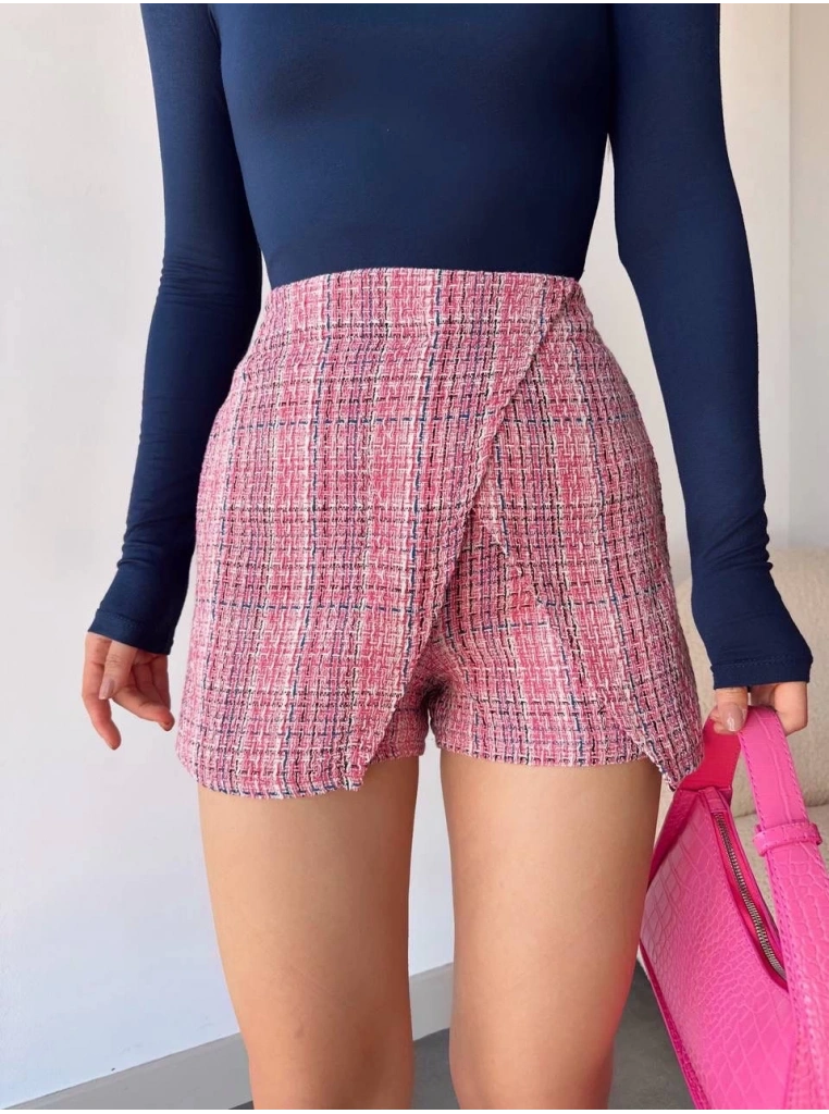 Kapaklı tüvit şort etek kırmızı