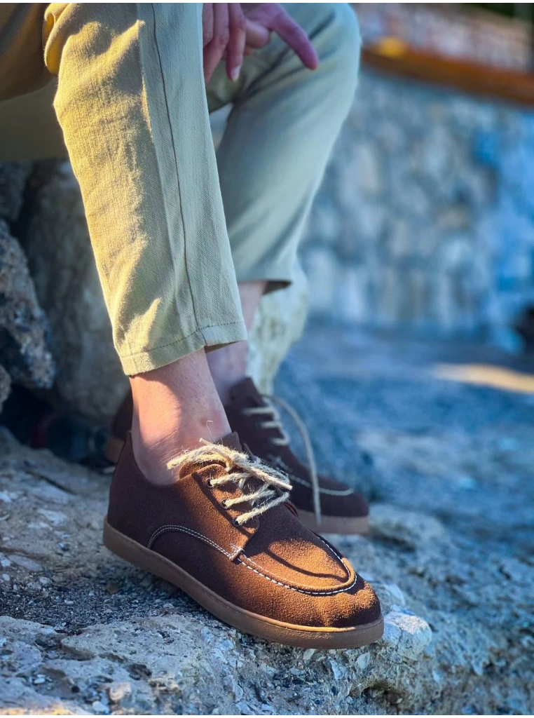 KB-X5 Kuback Kahve Süet Bağcıklı  Günlük Erkek Ayakkabı