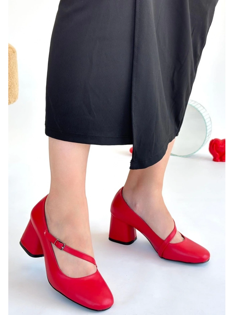 Kier Kırmızı Cilt Topuklu Ayakkabı