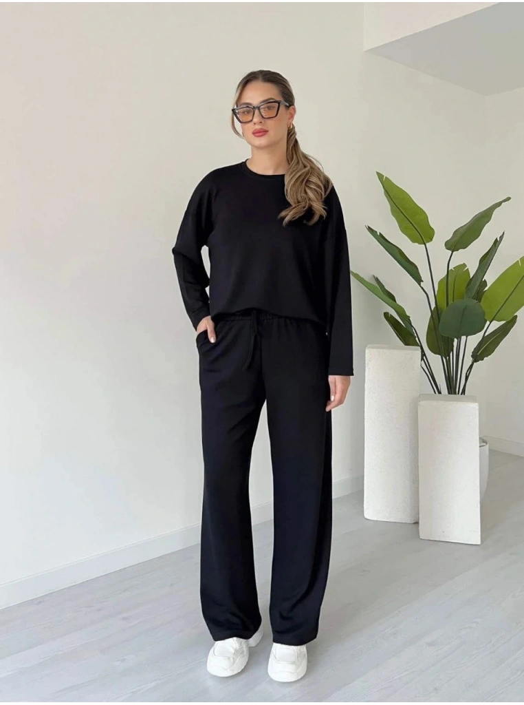 Kollu modal takım siyah