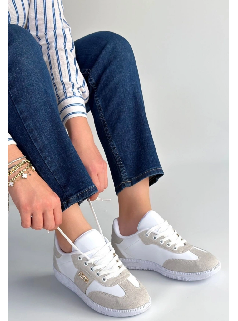 Lunga Beyaz Cilt Bağcıklı Spor Ayakkabı