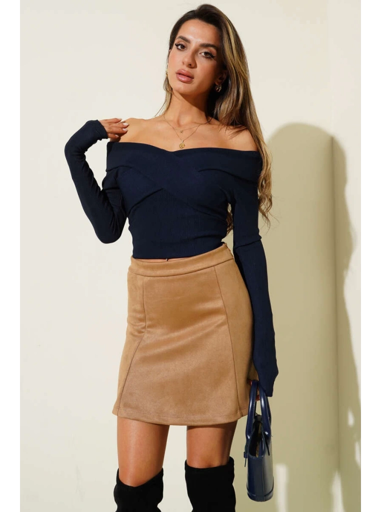 Madonna Çapraz Yaka Bluz lacivert t4331