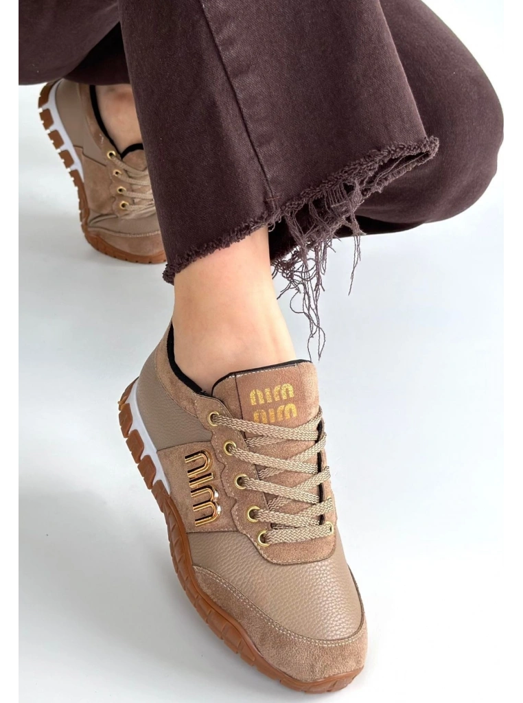 Marje Vizon Cilt Bağcıklı Spor Ayakkabı