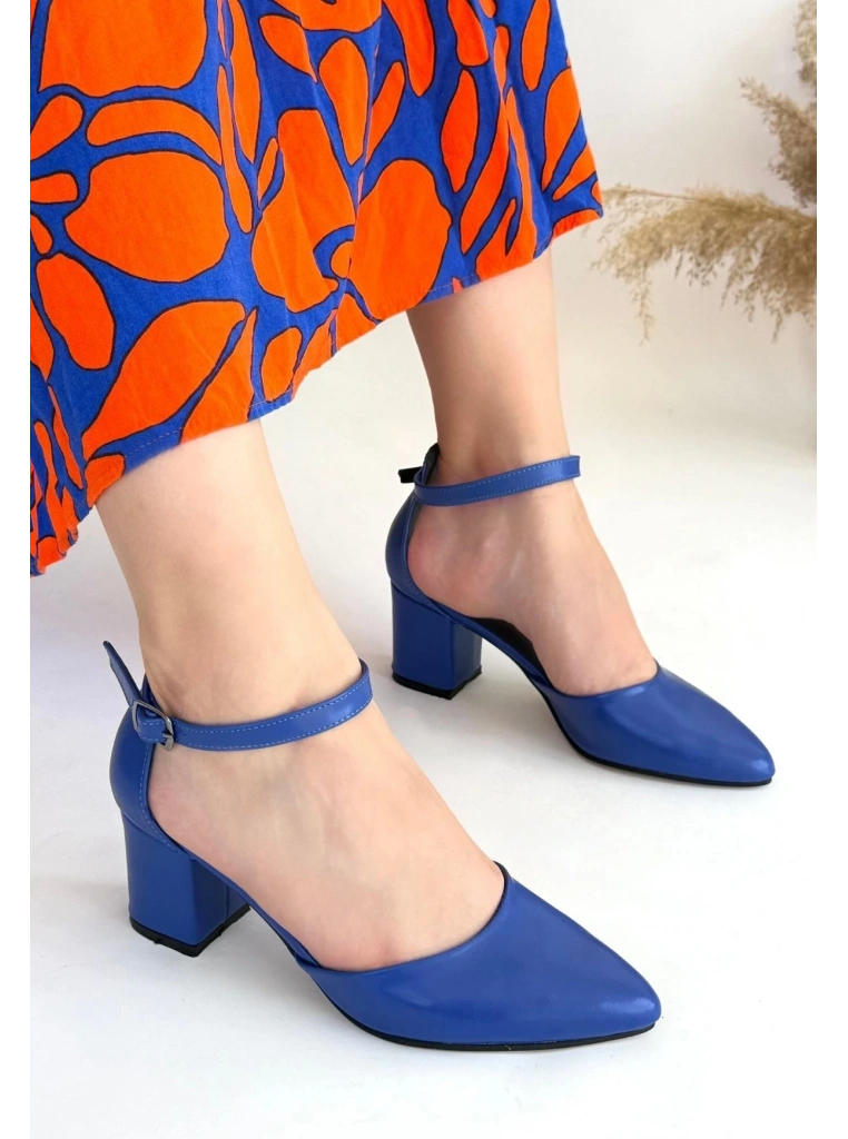 Mulen Mavi Cilt Topuklu Ayakkabı