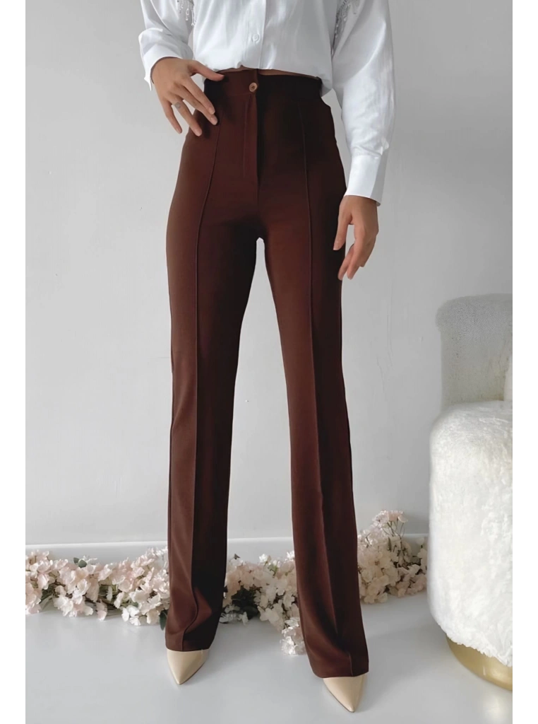 Önü cumalı ithal krep pantolon