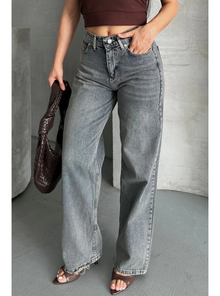 Palazzo bıyık kar yıkama buz mavi jeans pantolon d2008