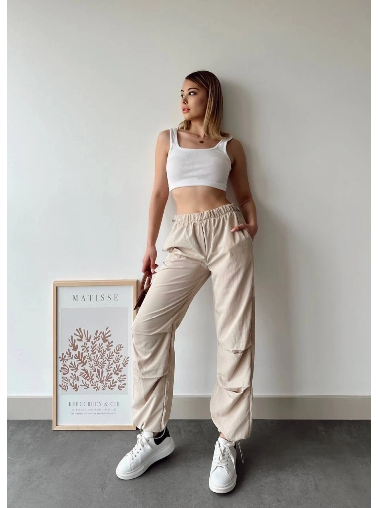 Paraşüt pantolon bej