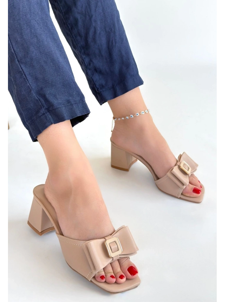 Pier Nude Cilt Topuklu Terlik