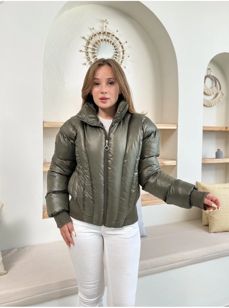 Puffer kısa mont haki st25534