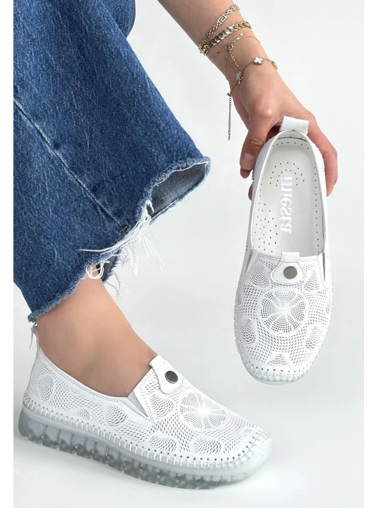 Rinna Beyaz Deri Spor Ayakkabı