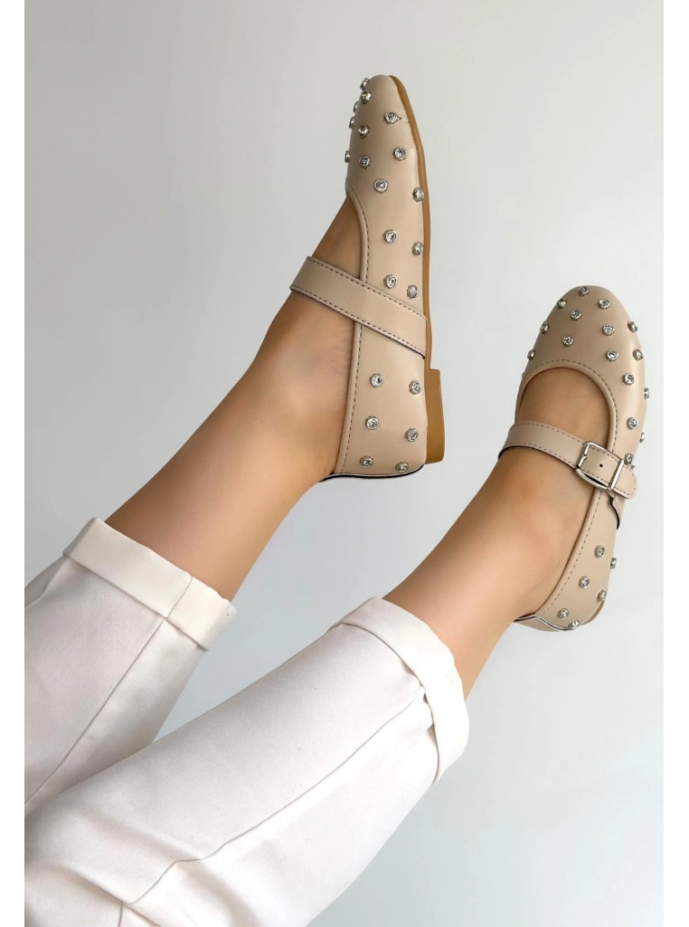 Ritta Bej Cilt Kemerli Babet Ayakkabı