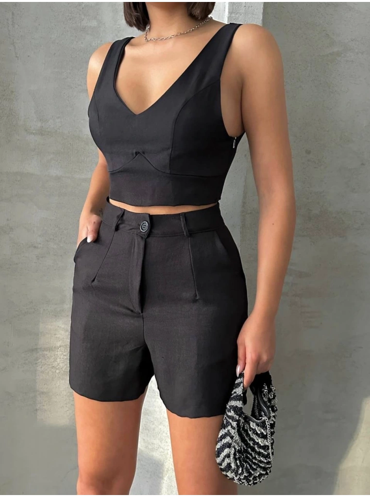 Şortlu keten takım s255014