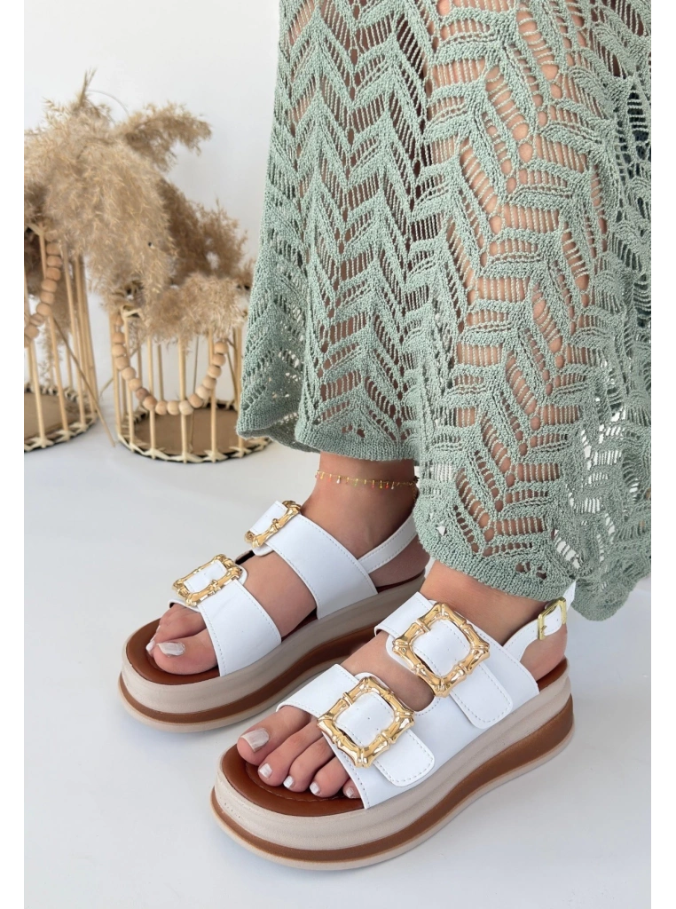 Stan Beyaz Cilt Sandalet