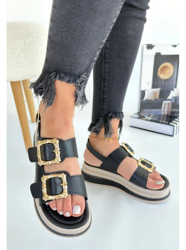 Stan Siyah Cilt Sandalet