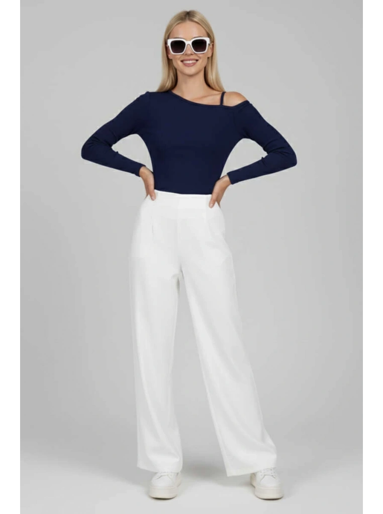 Tek Omuz İpli Bluz Lacivert T4328