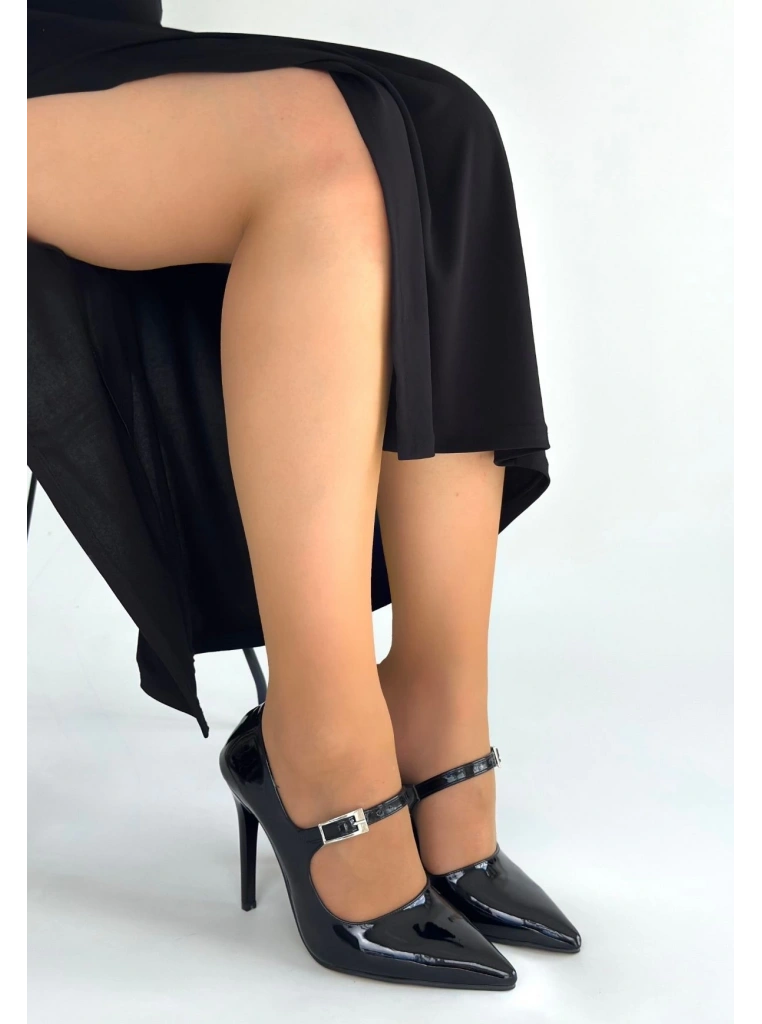 Tiej Siyah Rugan Stiletto Ayakkabı