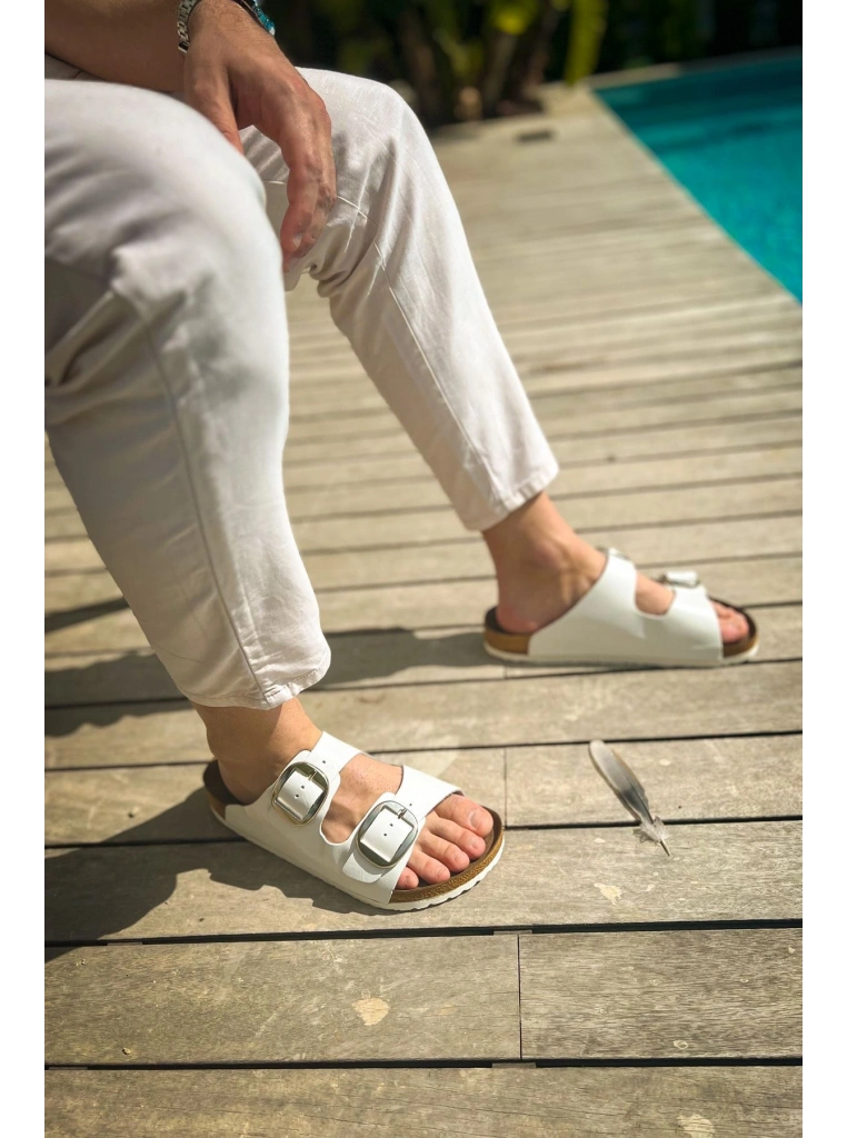 TRL001 - Chekich Deri Terlik BEYAZ