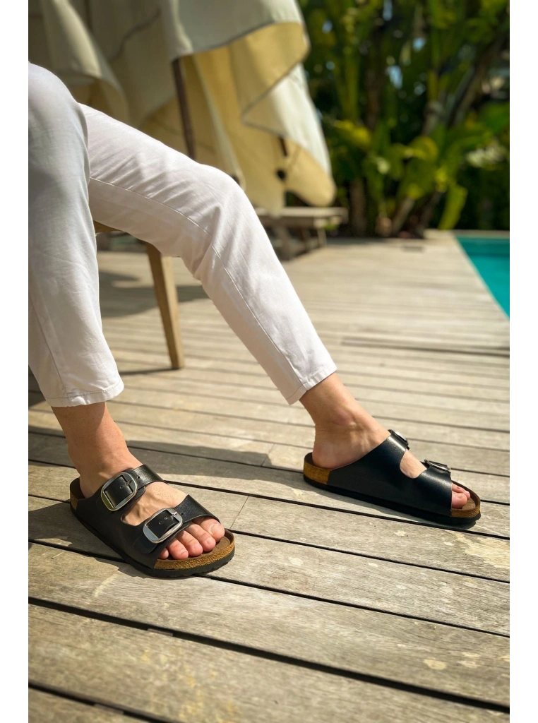 TRL001 - Chekich Deri Terlik SIYAH