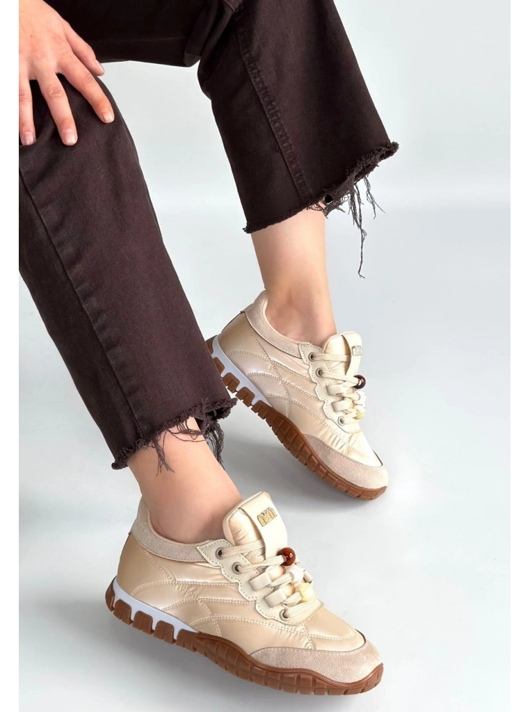 Tues Bej Nubuk Bağcıklı Spor Ayakkabı