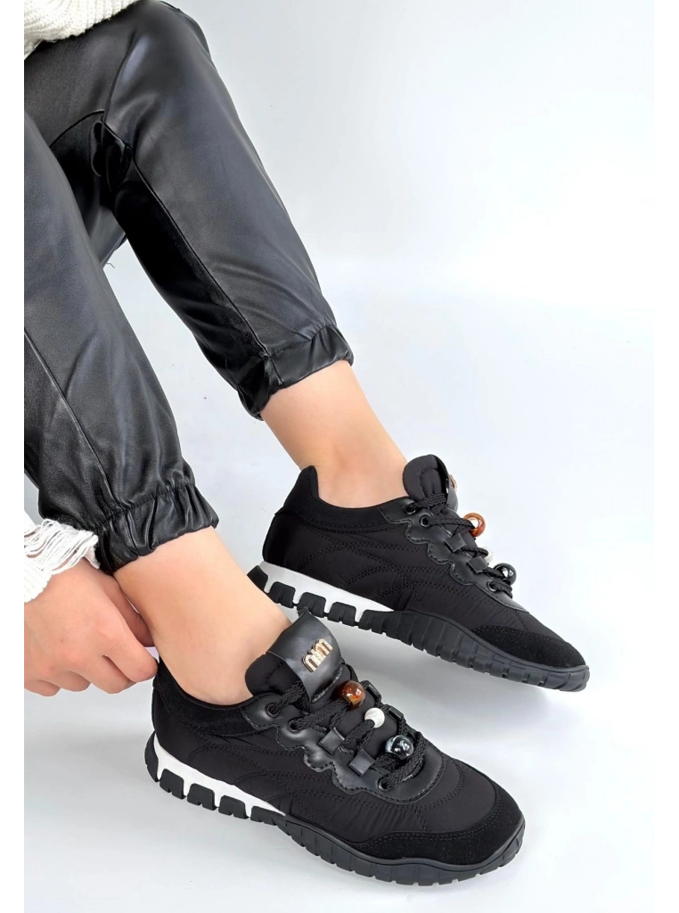 Tues Siyah Nubuk Bağcıklı Spor Ayakkabı