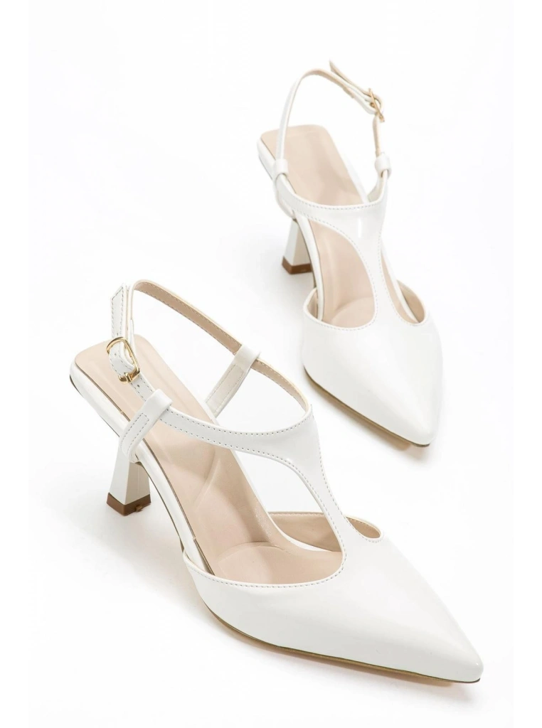 Tula Beyaz Rugan Topuklu Ayakkabı