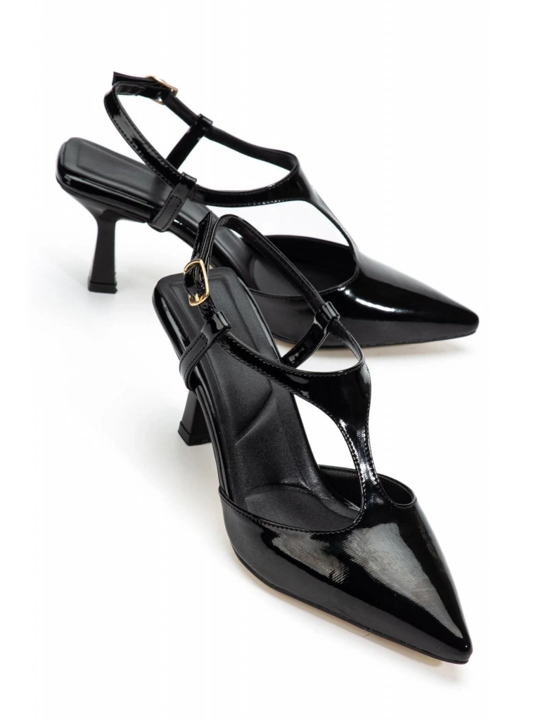 Tula Siyah Rugan Topuklu Ayakkabı