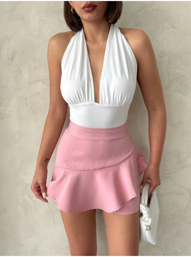 Valonlu fırfırlı şort s24683