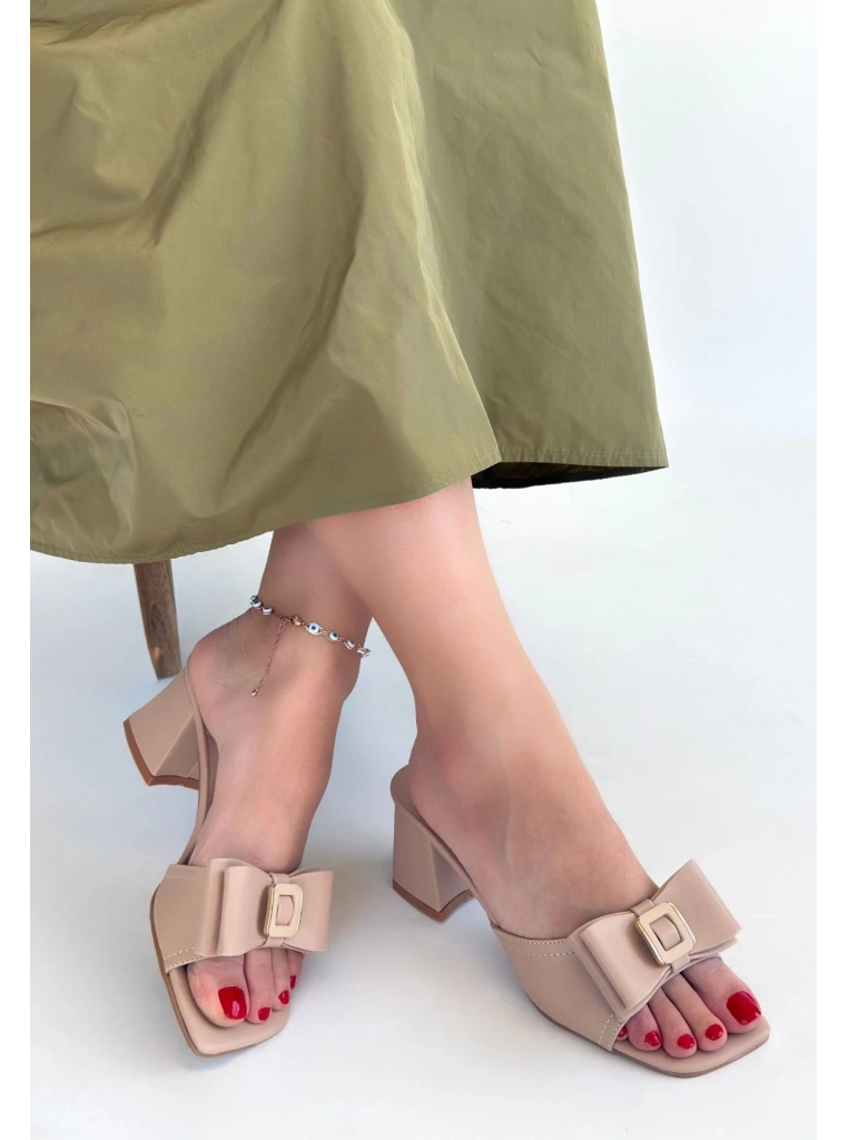 Veor Nude Cilt Topuklu Terlik