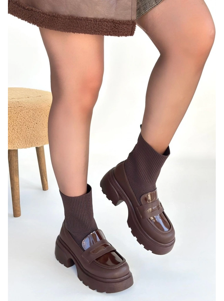 Wanye Kahverengi Cilt Cilt Streçli Bot