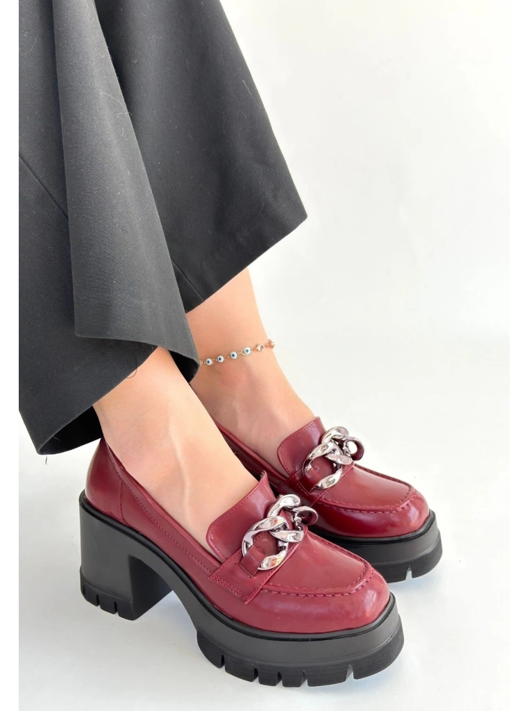 Winar Bordo Rugan Doldu Topuk Ayakkabı